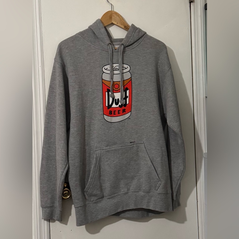 Proloved. Universal Studios The Simpsons Gray Duff Beer Hoodie.